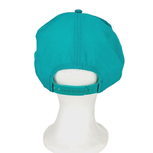 Vintage 80s Yupoong "Sleister & Sons" Teal Rope Nylon Snapback Trucker Hat - Picture 6 of 8